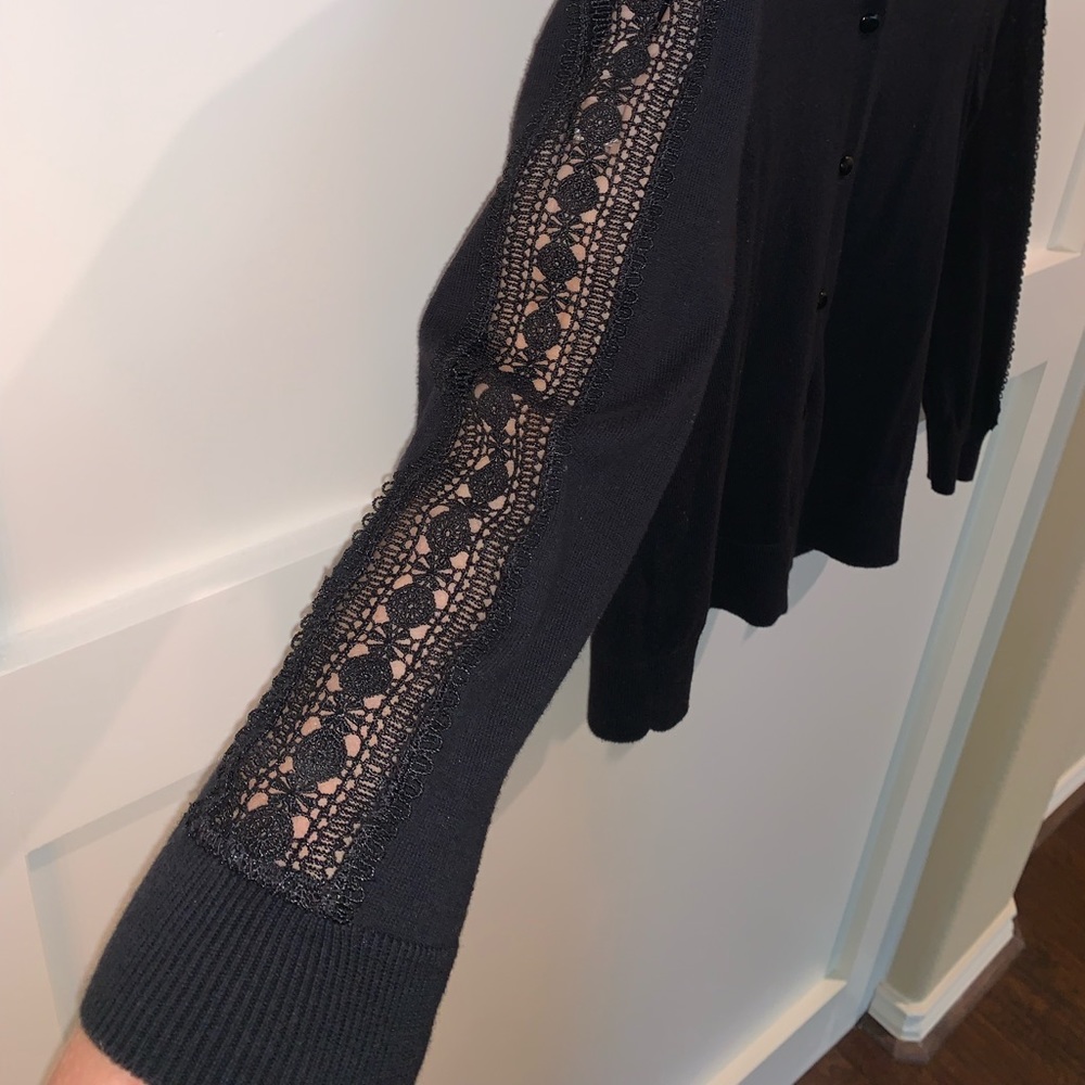 LOFT Lace Sleeve BLK Cardigan (XS)